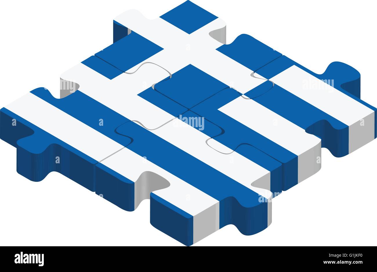 Vector illustration of Greek Flag in puzzle isolated on white background Stock Vector