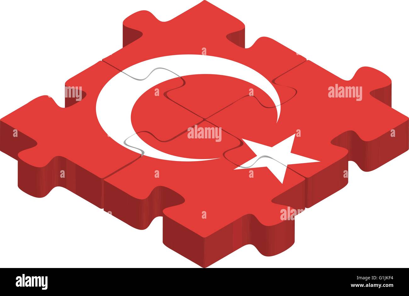 Vector illustration of Turkish Flag in puzzle isolated on white background Stock Vector