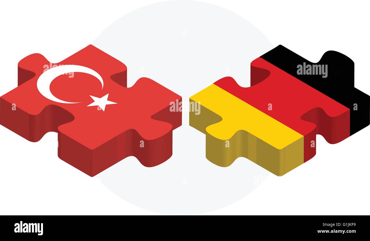 Vector illustration of German and Turkish Flags in puzzle isolated on white background Stock