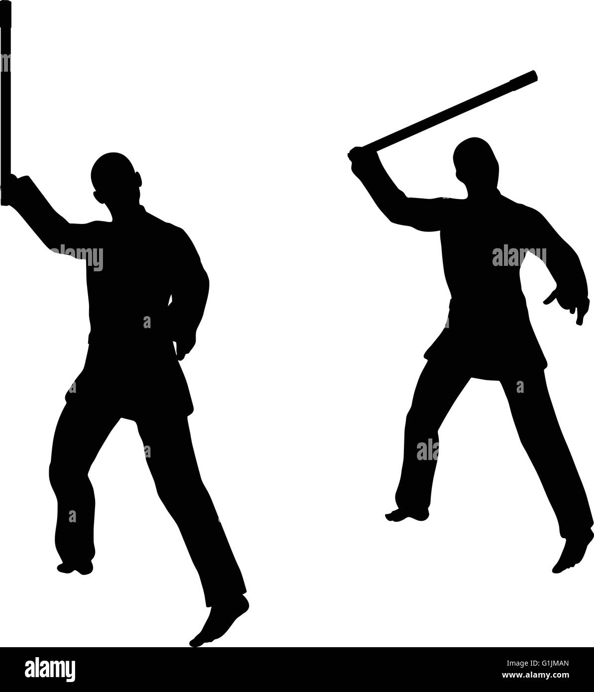 EPS 10 Vector Karate martial art silhouettes of man and woman in