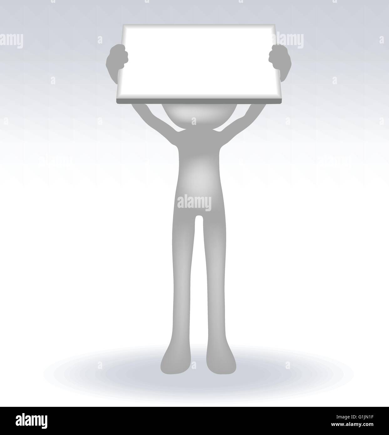 3d man holding a page on white background, isolated Stock Vector Image ...