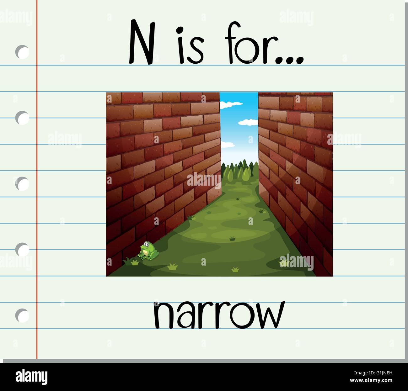 Flashcard Letter N Is For Narrow Illustration Stock Vector Image Art Alamy