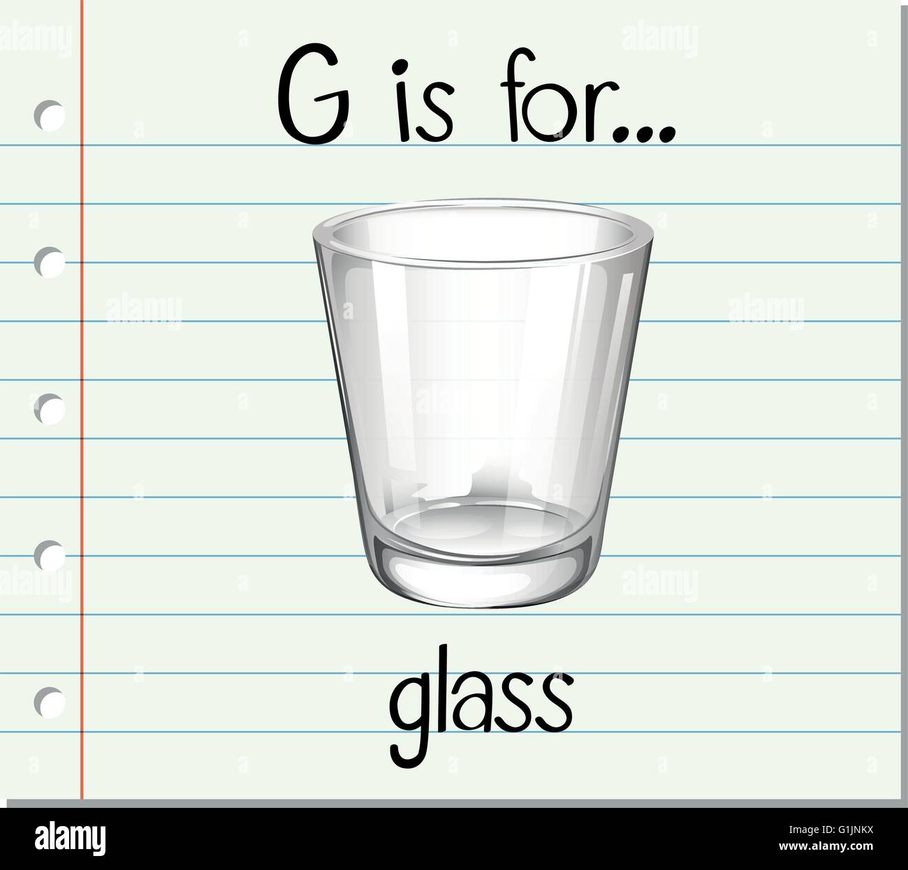 Flashcard letter G is for glass illustration Stock Vector