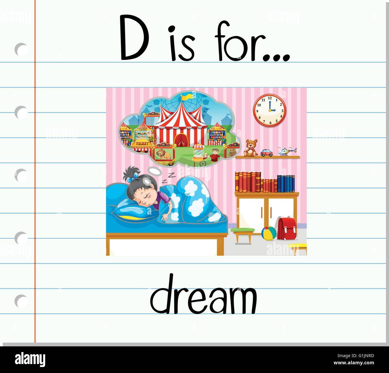 Flashcard letter D is for dream illustration Stock Vector Image & Art ...