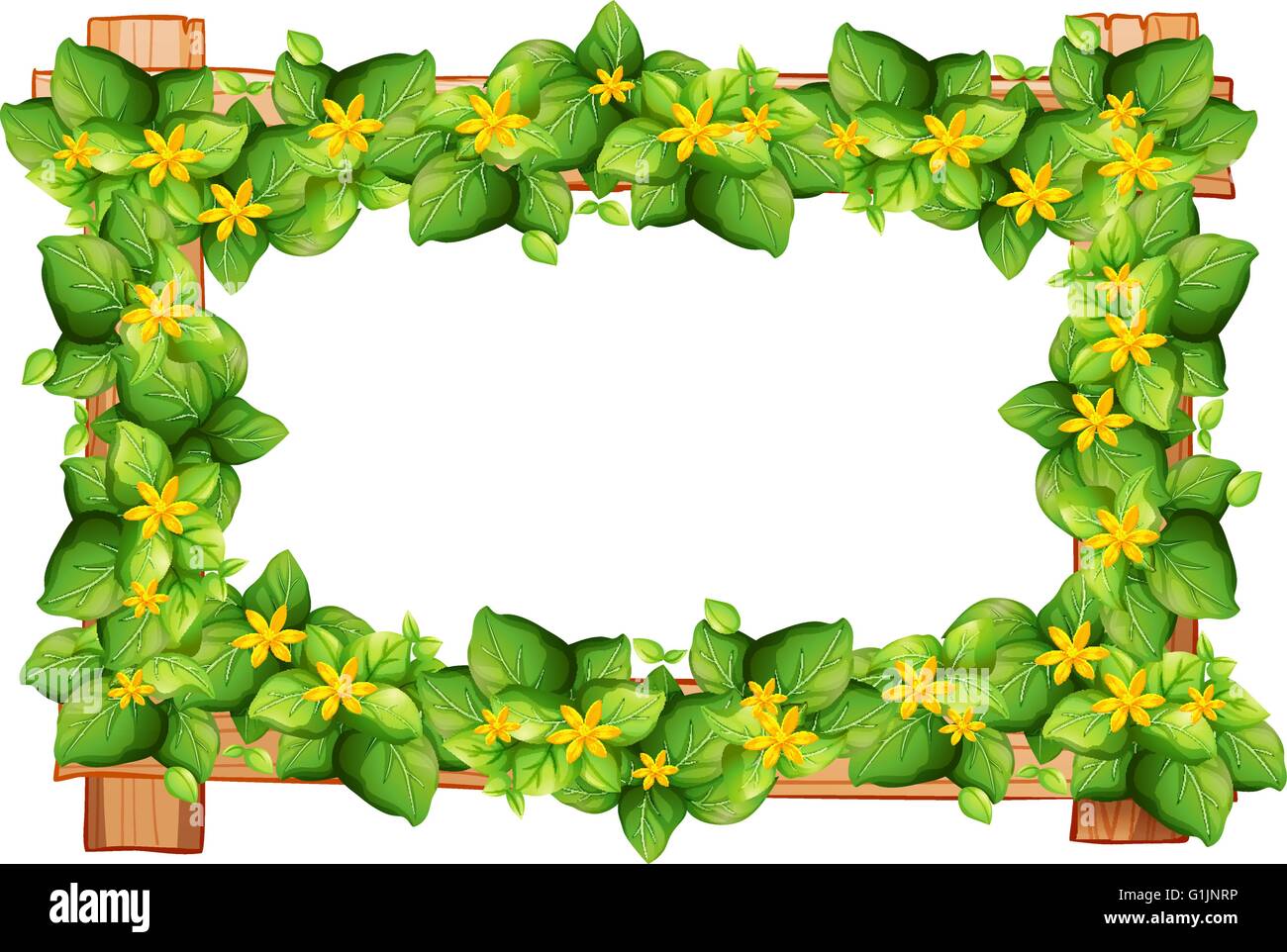 Frame design with leaves and flower illustration Stock Vector Image ...