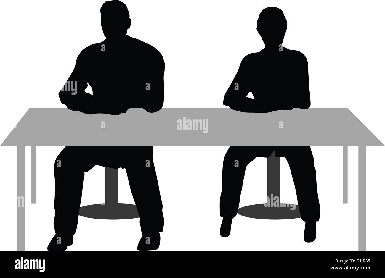 Silhouette Of Person At A Desk Cut Out Stock Images Pictures Alamy