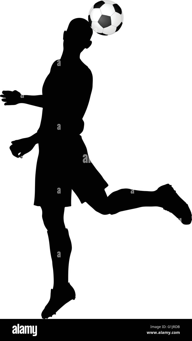 Strike Position isolated poses of soccer players silhouettes in head strike position ...