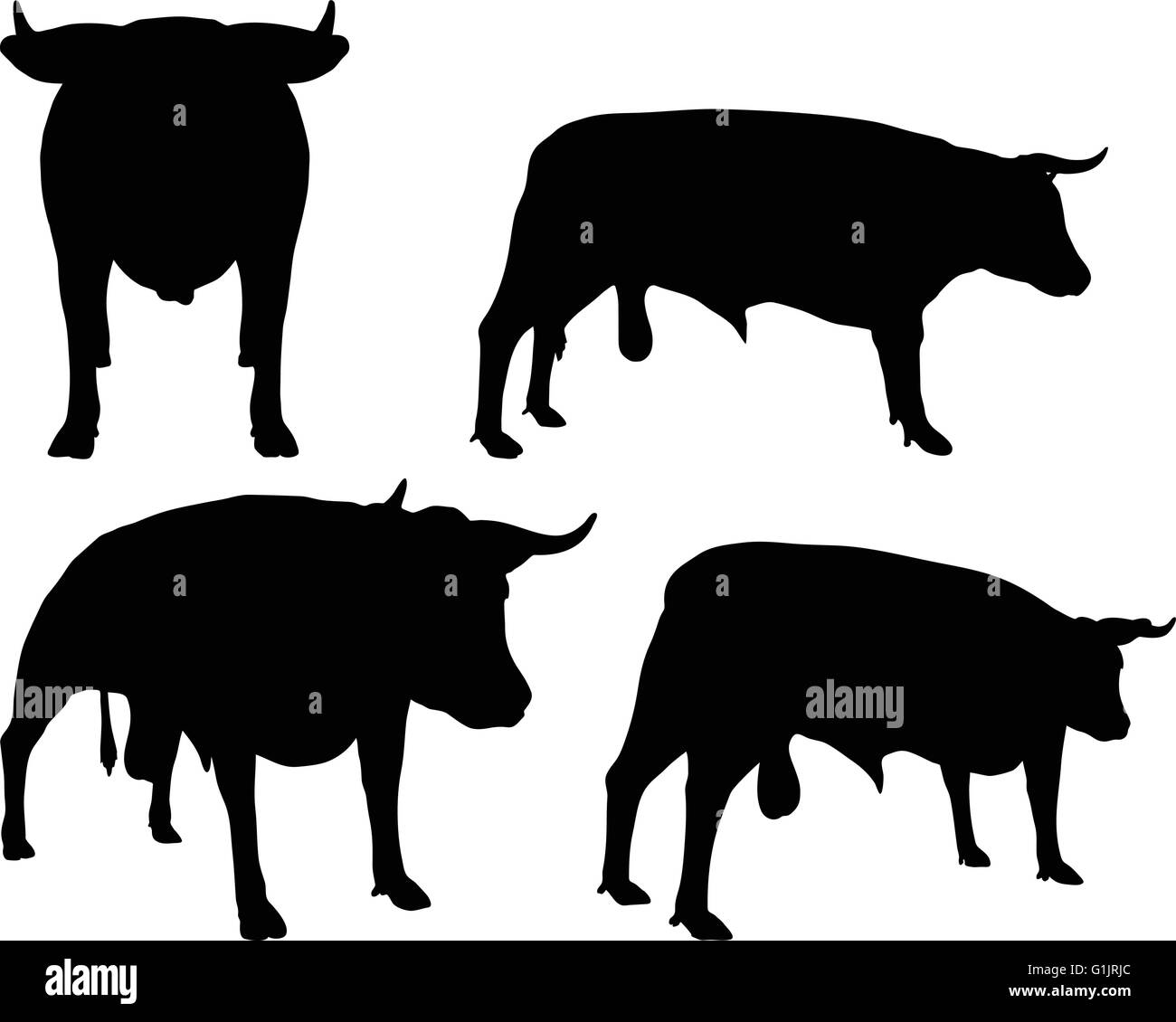 EPS 10 vector silhouettes of cattle collection Stock Vector Image & Art ...