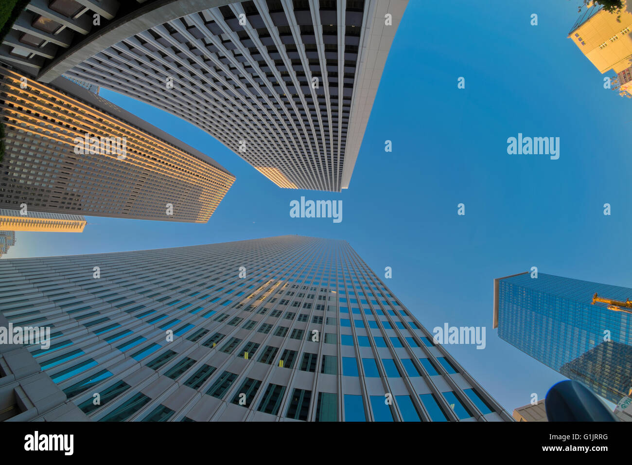 Upward fisheye picture of Tokyo skyscrapers Stock Photo - Alamy