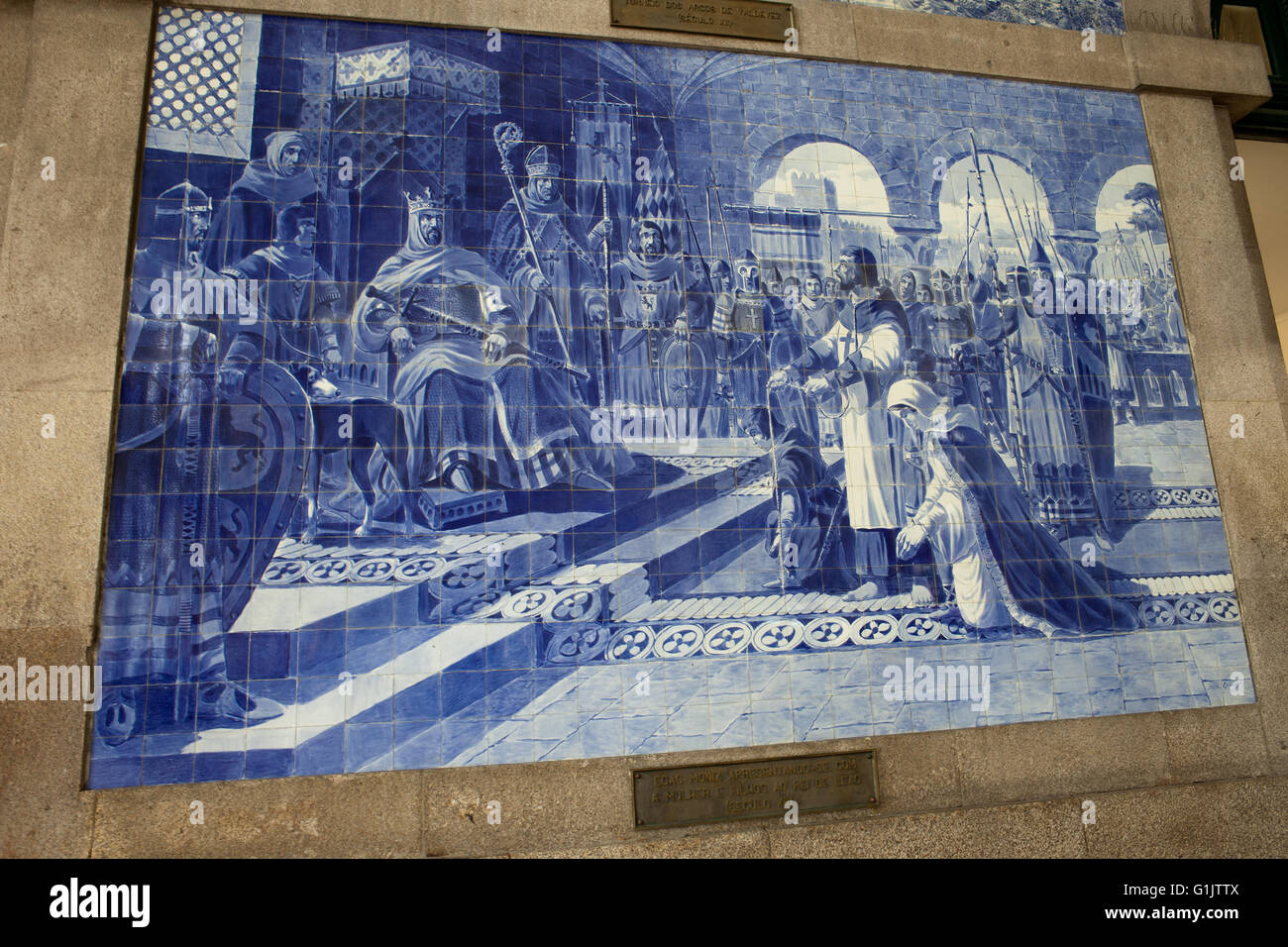 Portugal, Porto, Sao Bento Railway Station azulejo tiles panel