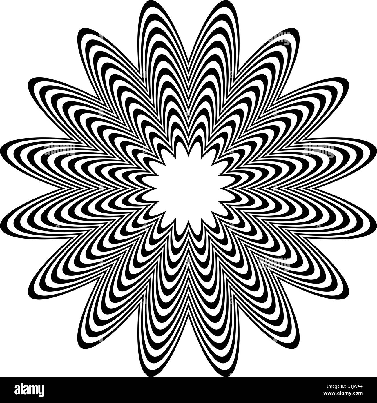 Radiating Object Radiating object with distortion. Abstract wrinkled, corrugated rounded ...