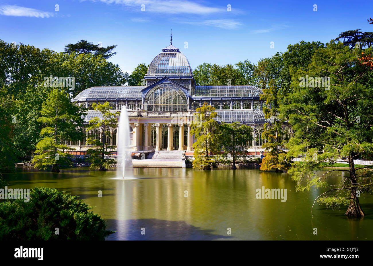 Crystal Palace, Palacio de cristal in Retiro Park,Madrid, Spain. Stock Photo
