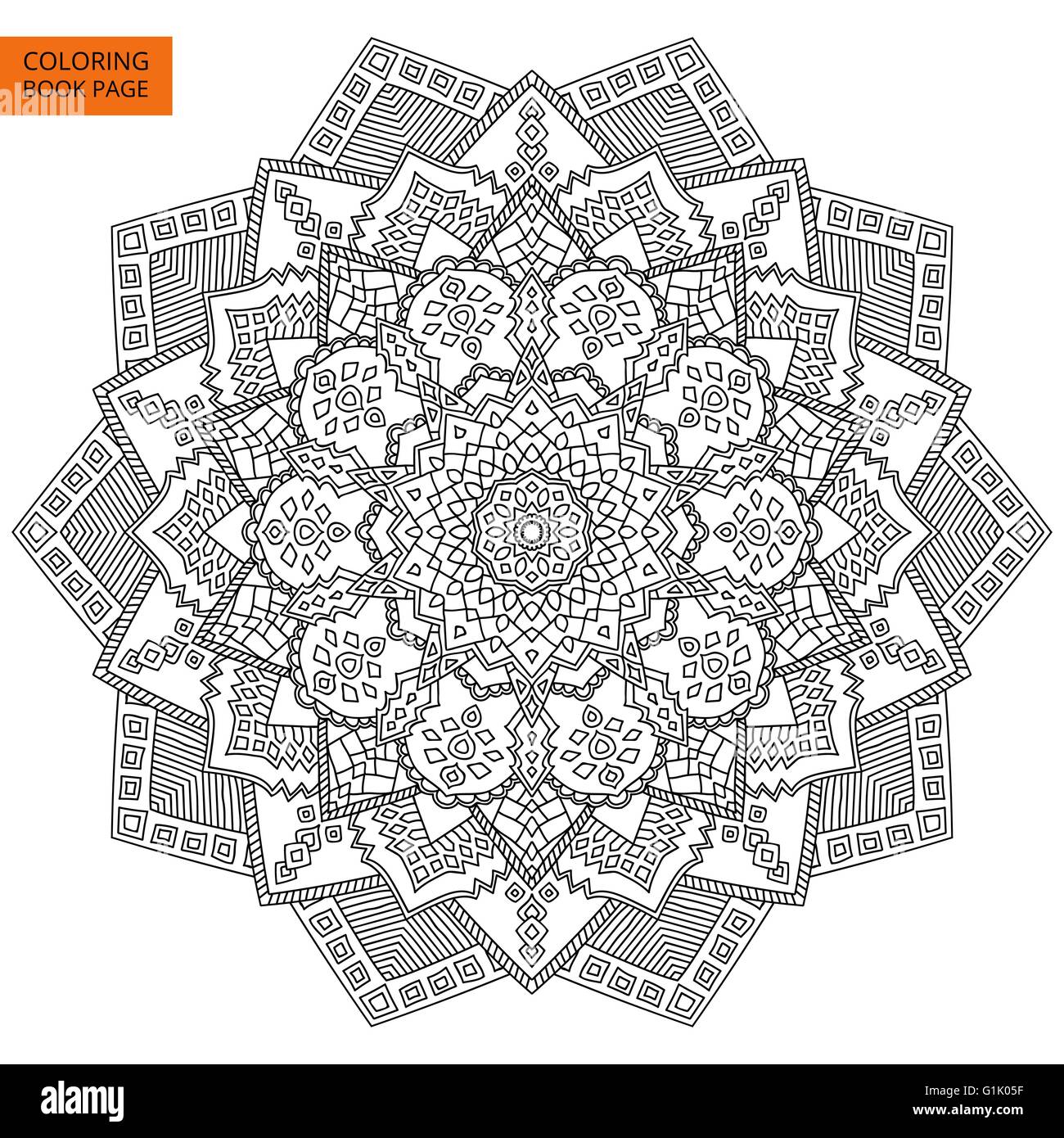 Coloring Book Page with Mandala Outline Stock Vector Image &amp; Art - Alamy