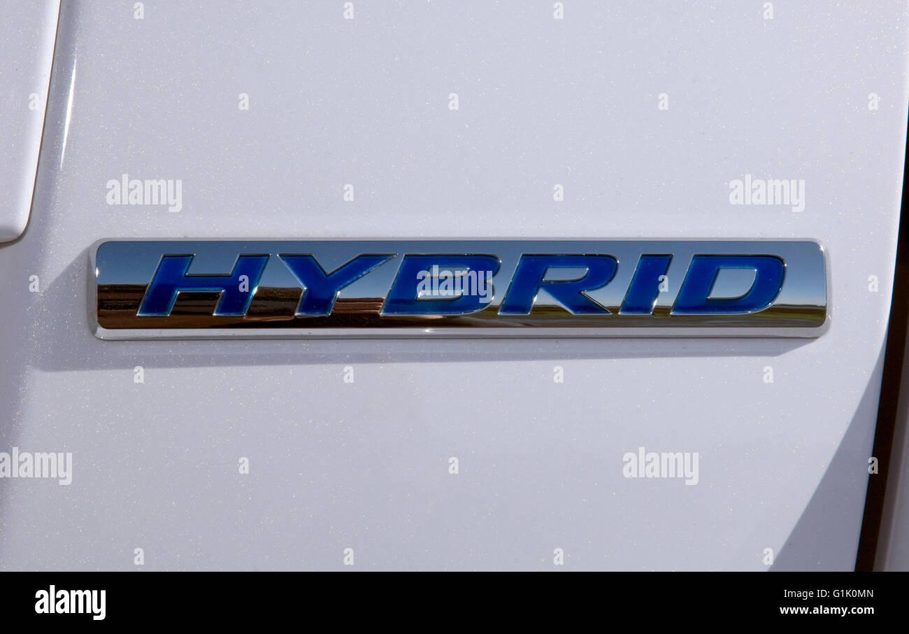 Hybrid badge 2009 Honda Insight hybrid family hatchback car Stock Photo