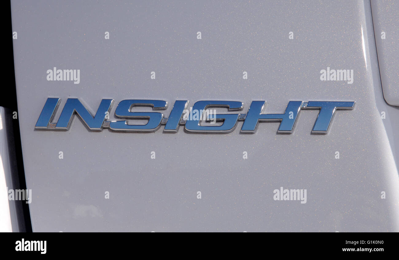 Insight name badge 2009 Honda Insight hybrid family hatchback car Stock Photo