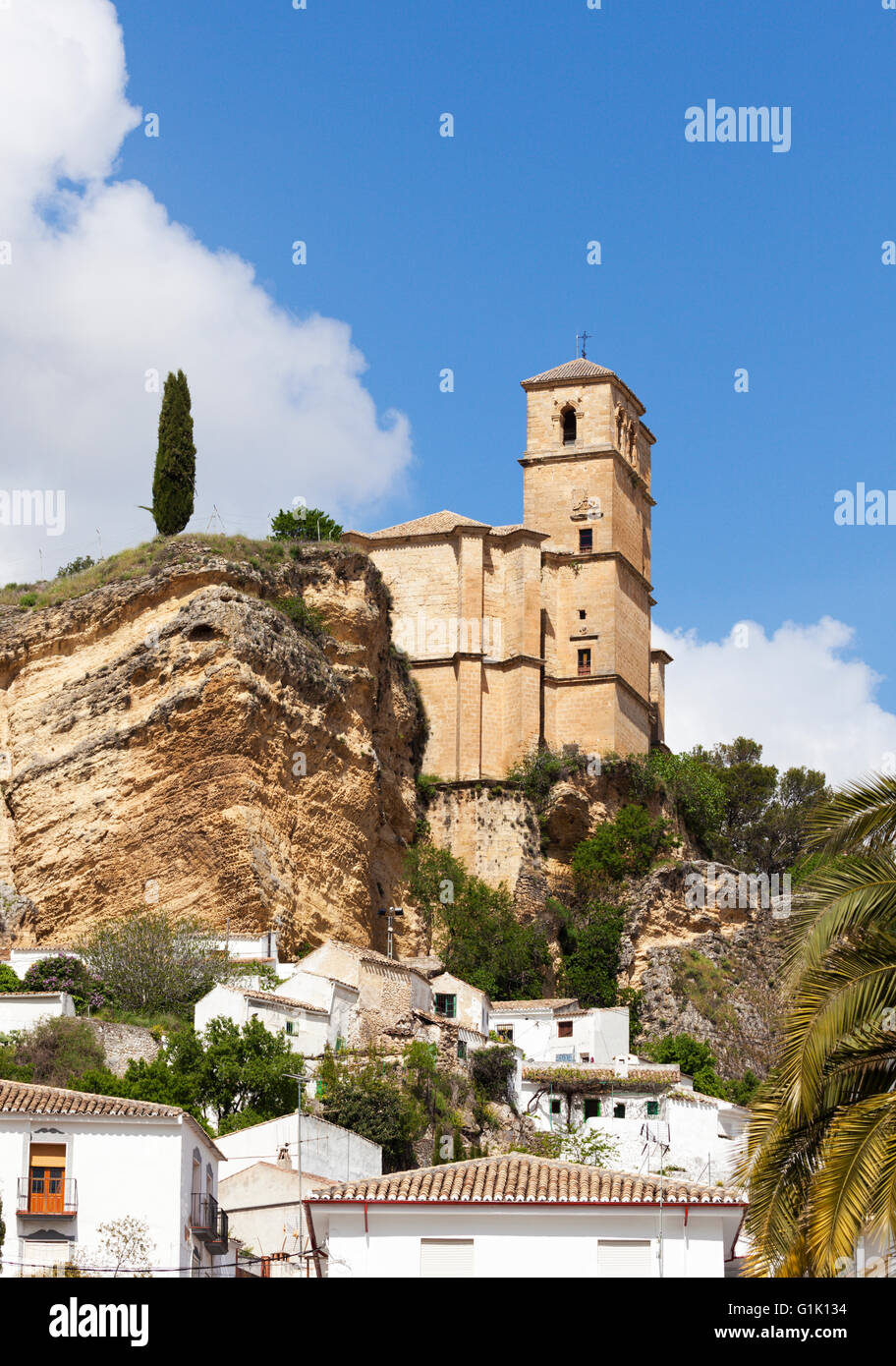 Castillo de la Villa, church and moorish fortress above the village of Montefrio, Andalusia, Spain Stock Photo
