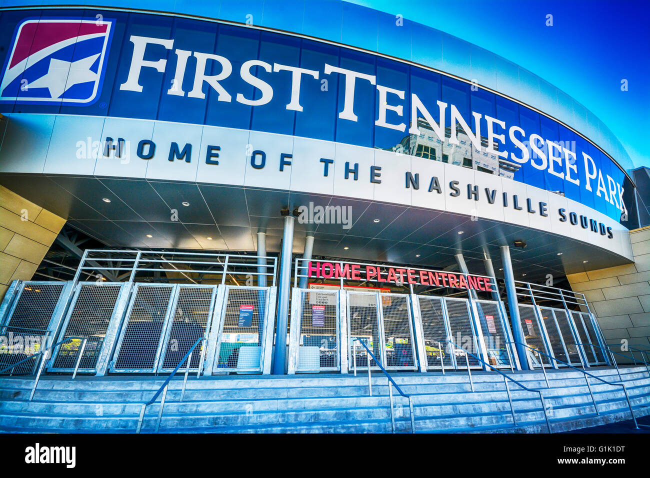 Entrance to the impressive First Tennessee Park stadium, Home of the Nashville Sounds Minor