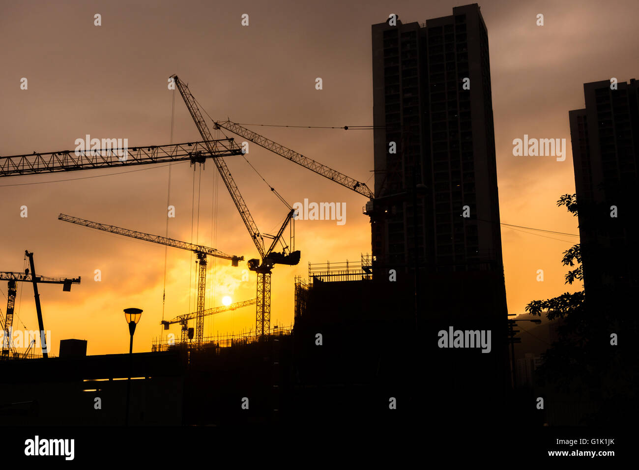 Construction at night Stock Photo