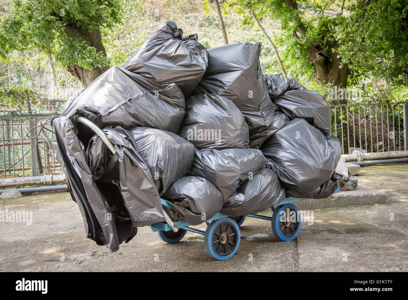 Black waste bags Stock Photo Alamy