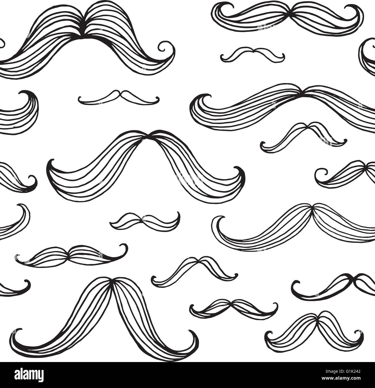Mustaches seamless pattern. Hand drawn elements. Vector illustration Stock Vector