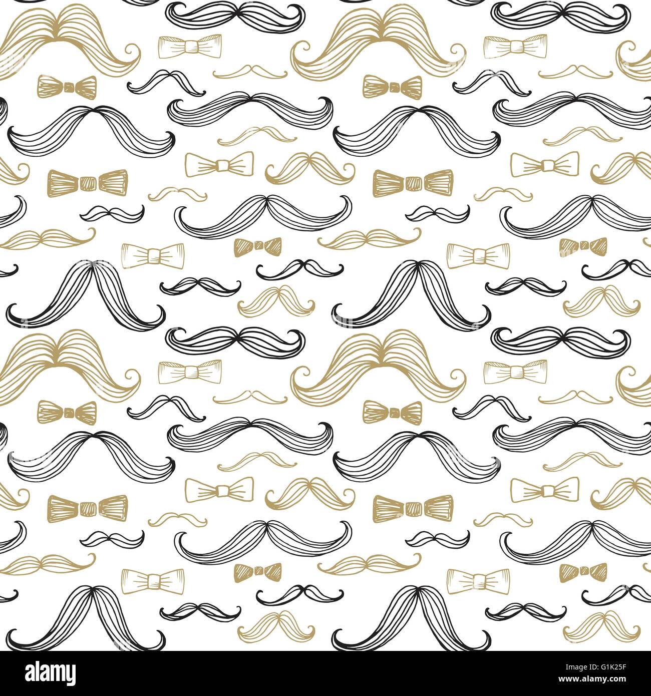 Bow Tie and Moustache Seamless Pattern. Vector illustration Stock ...