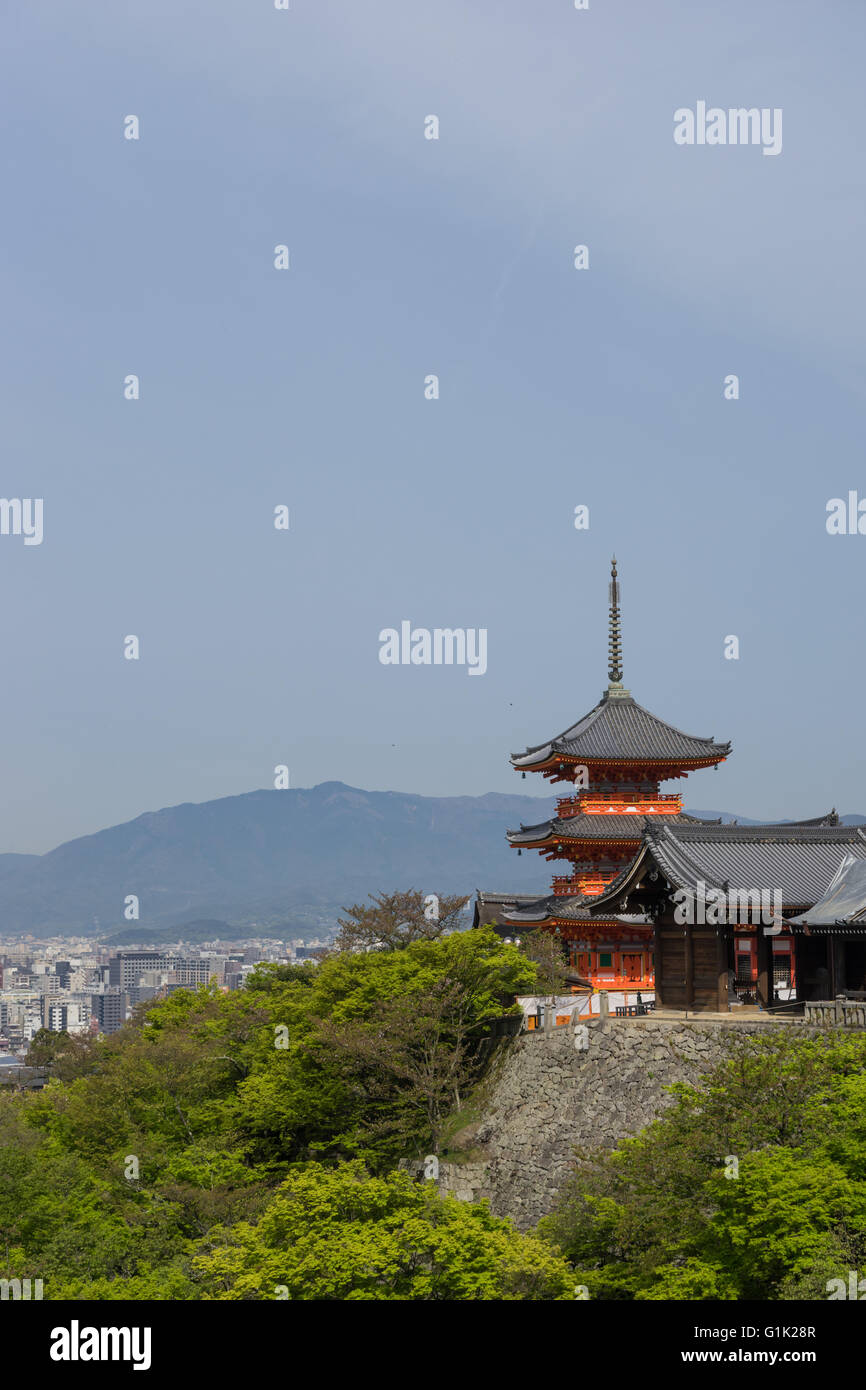 View of Kyoto and Kiyomizudera pagoda Stock Photo