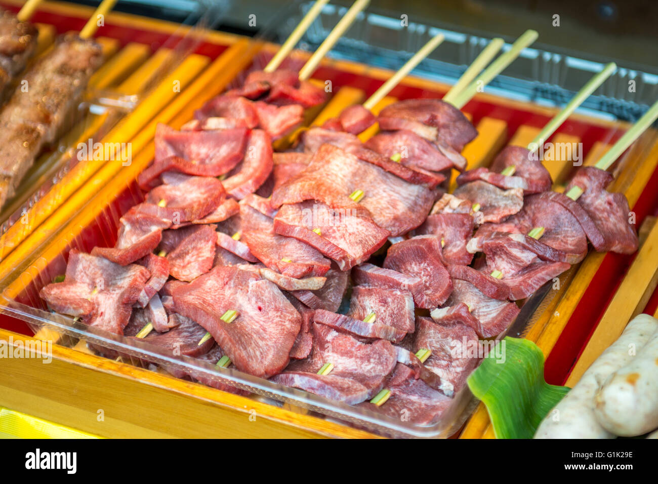 Meat on stick Stock Photo Alamy
