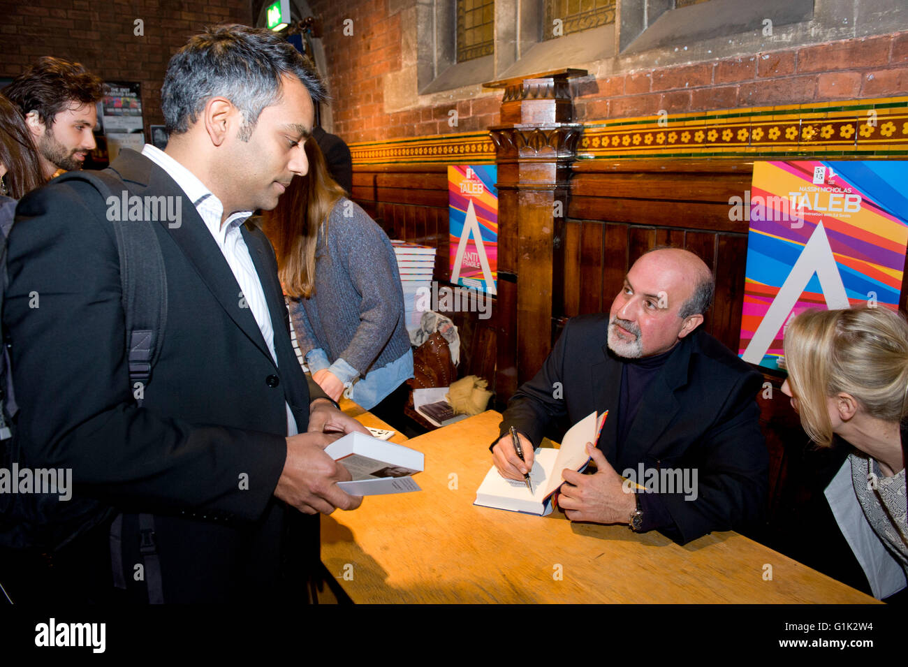 Nassim Nicholas Taleb discusses his best selling book and concept 'Anti-Fragile' at 5 x15 event at Islington's Union Chapel with Stock Photo