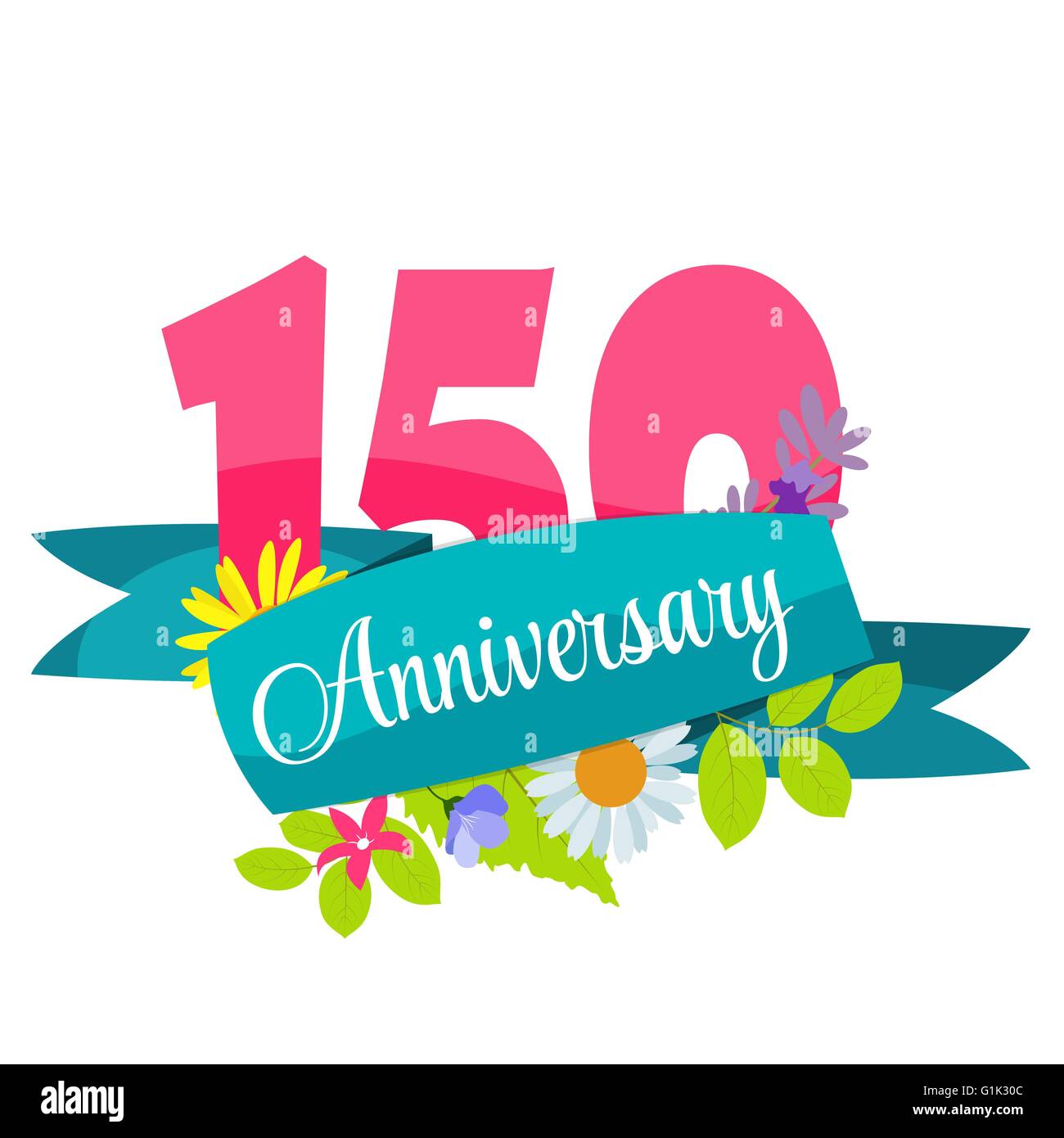 Cute Template 150 Years Anniversary Sign Vector Illustration Stock Vector