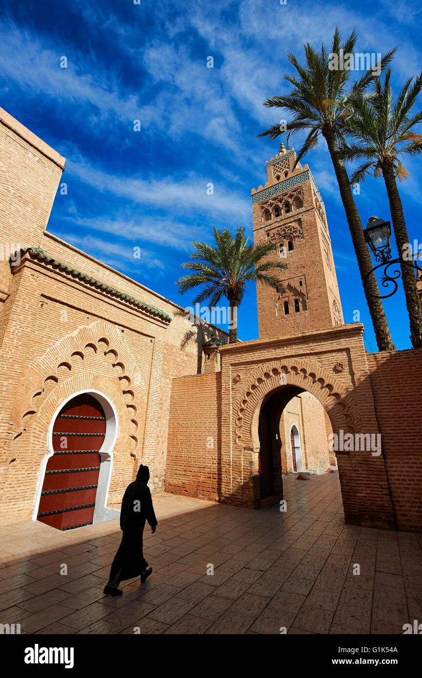 The Koutoubia Mosque completed 1199 with a square Berber minaret, Marrakesh ( Marrakech ) , Morroco Stock Photo