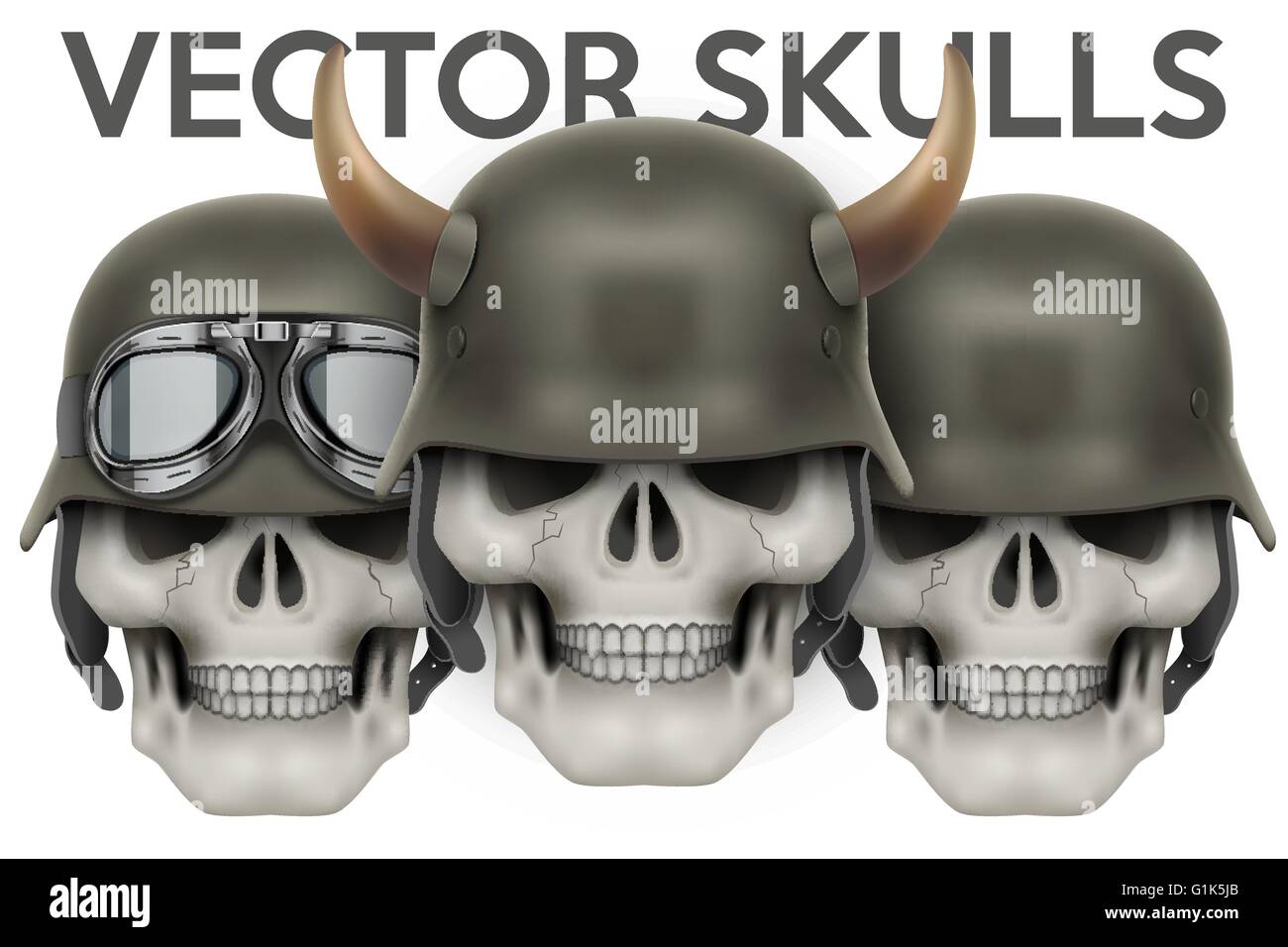 Biker symbols of skulls with helmet and horns Stock Vector