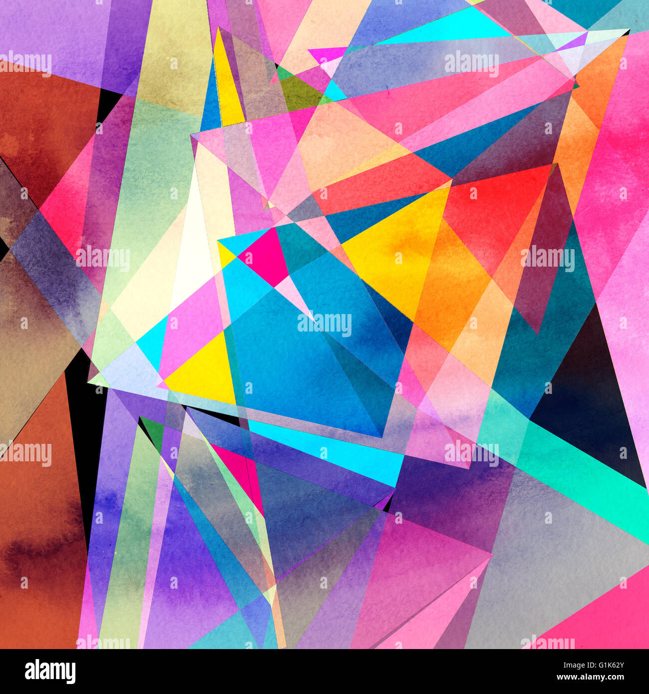 Abstract colorful watercolor background with different geometric ...
