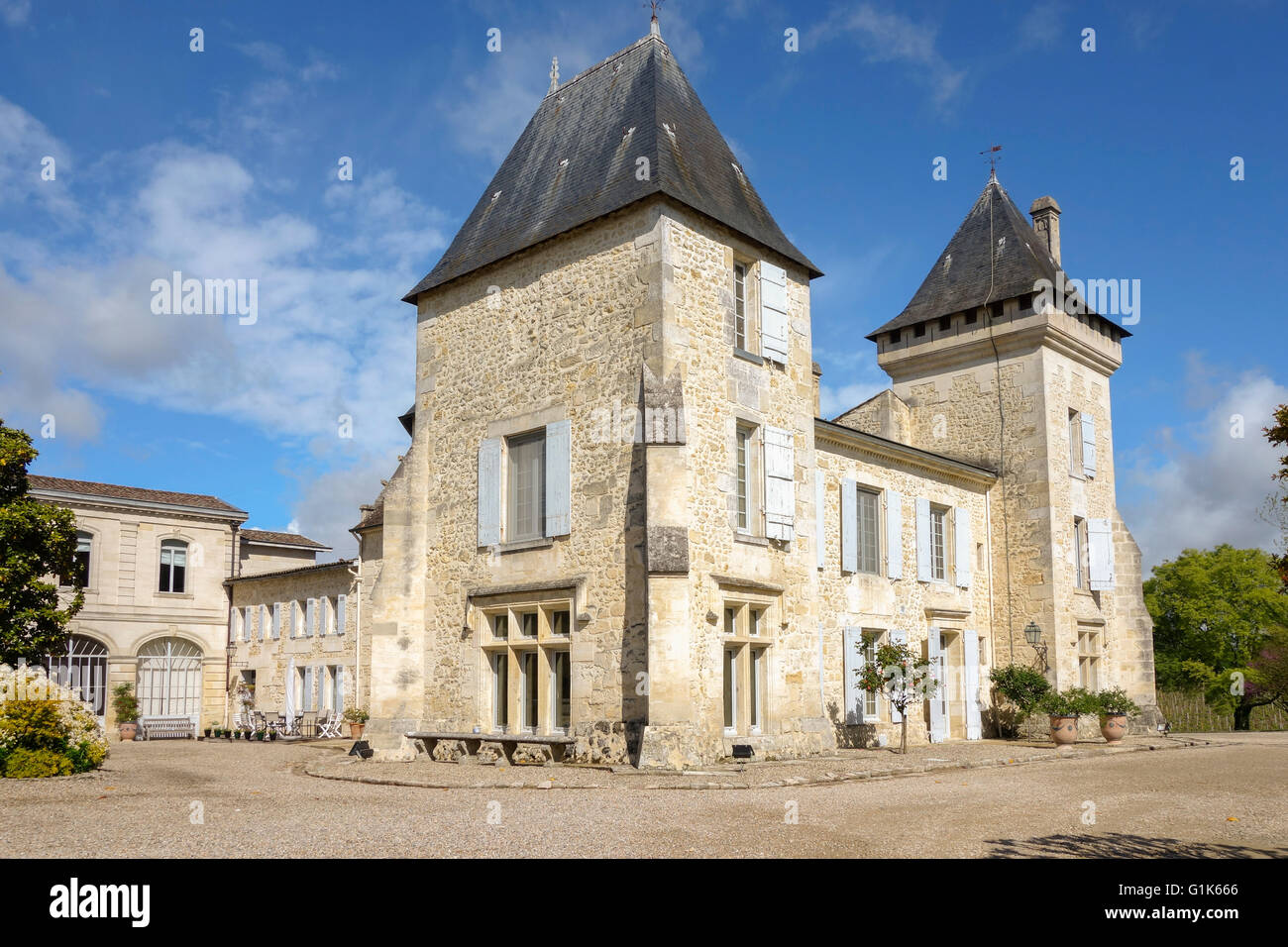 Wine Estate Chateau Carignan, castle, Carignan de Bordeaux, France. Stock Photo