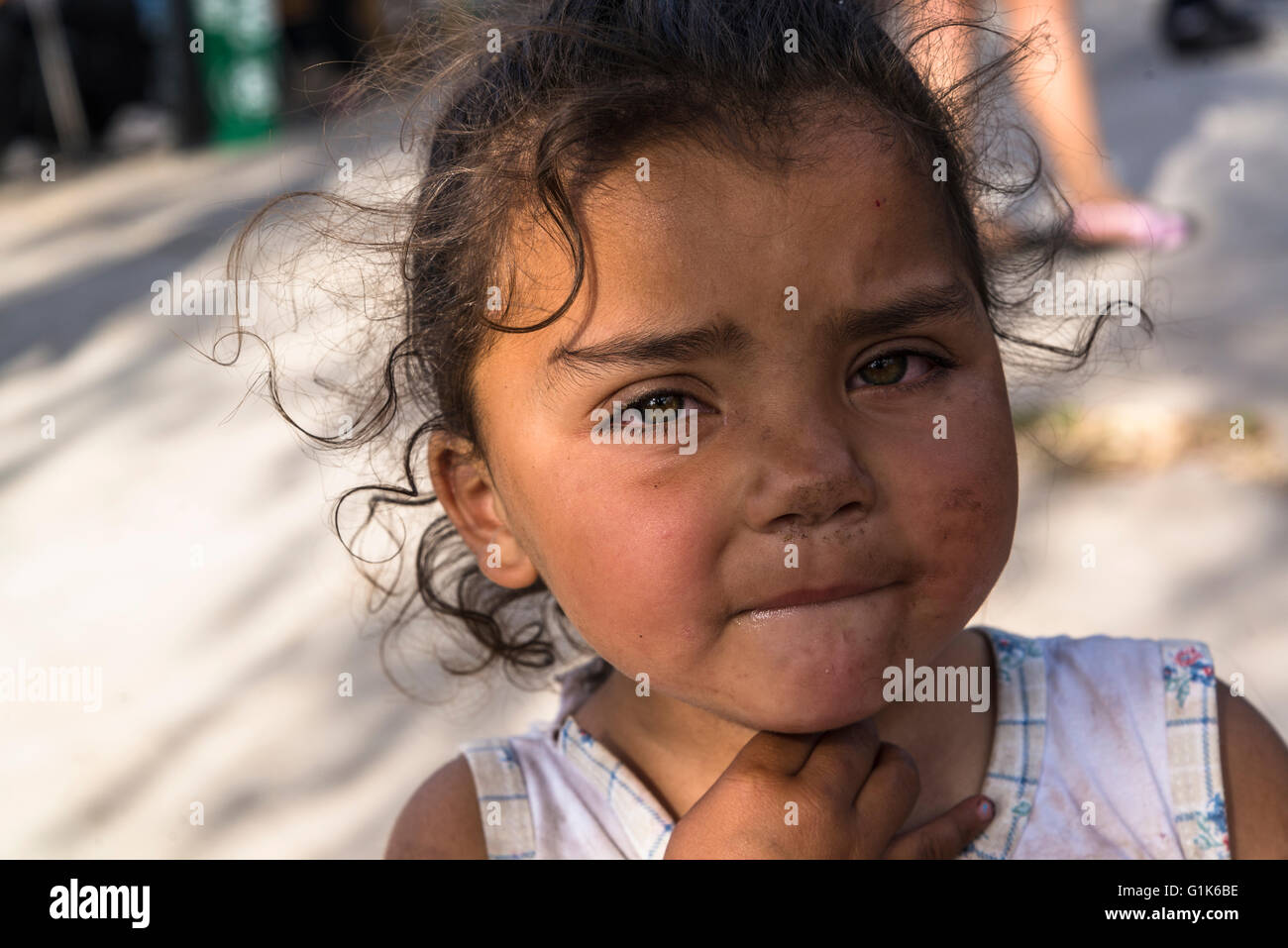 Little girl with messy face, Feria de Mataderos, Buenos Aires, Argentina Stock Photo