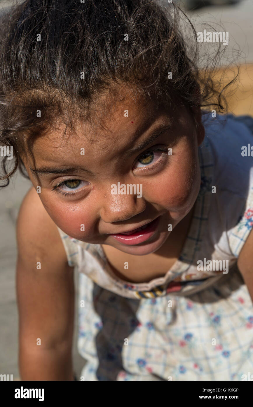 Little girl with messy face, Feria de Mataderos, Buenos Aires, Argentina Stock Photo