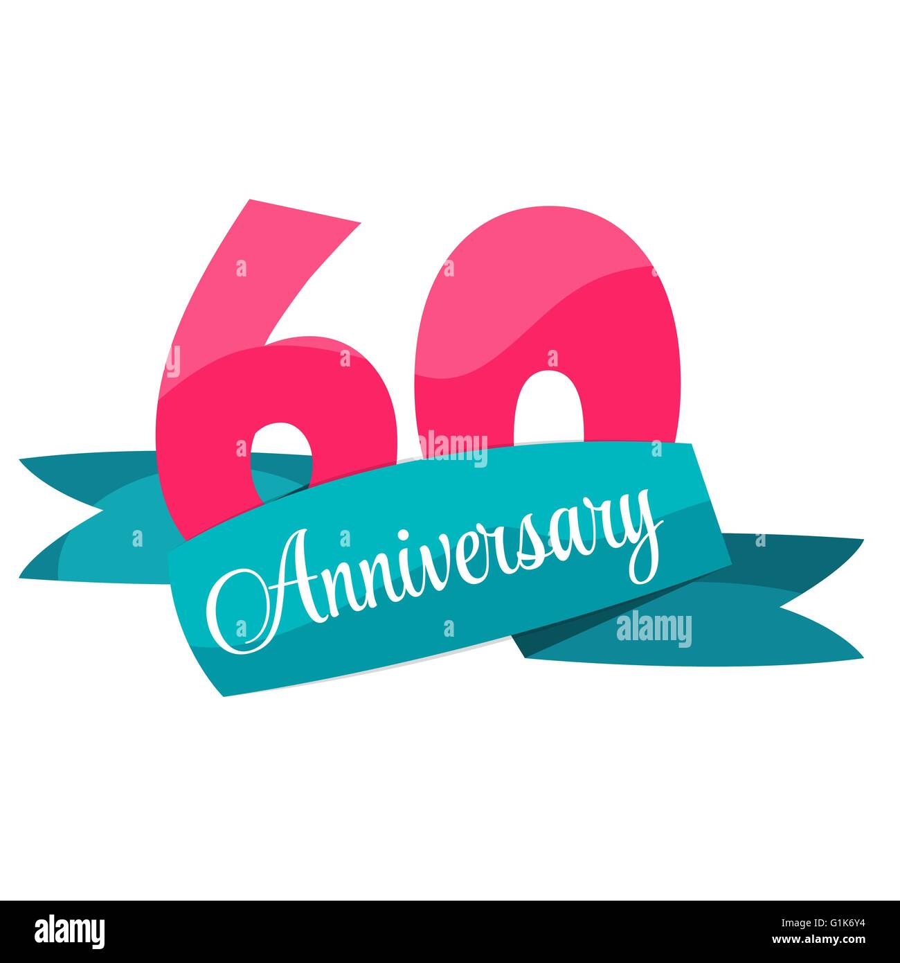 Cute Template 60 Years Anniversary Sign Vector Illustration Stock