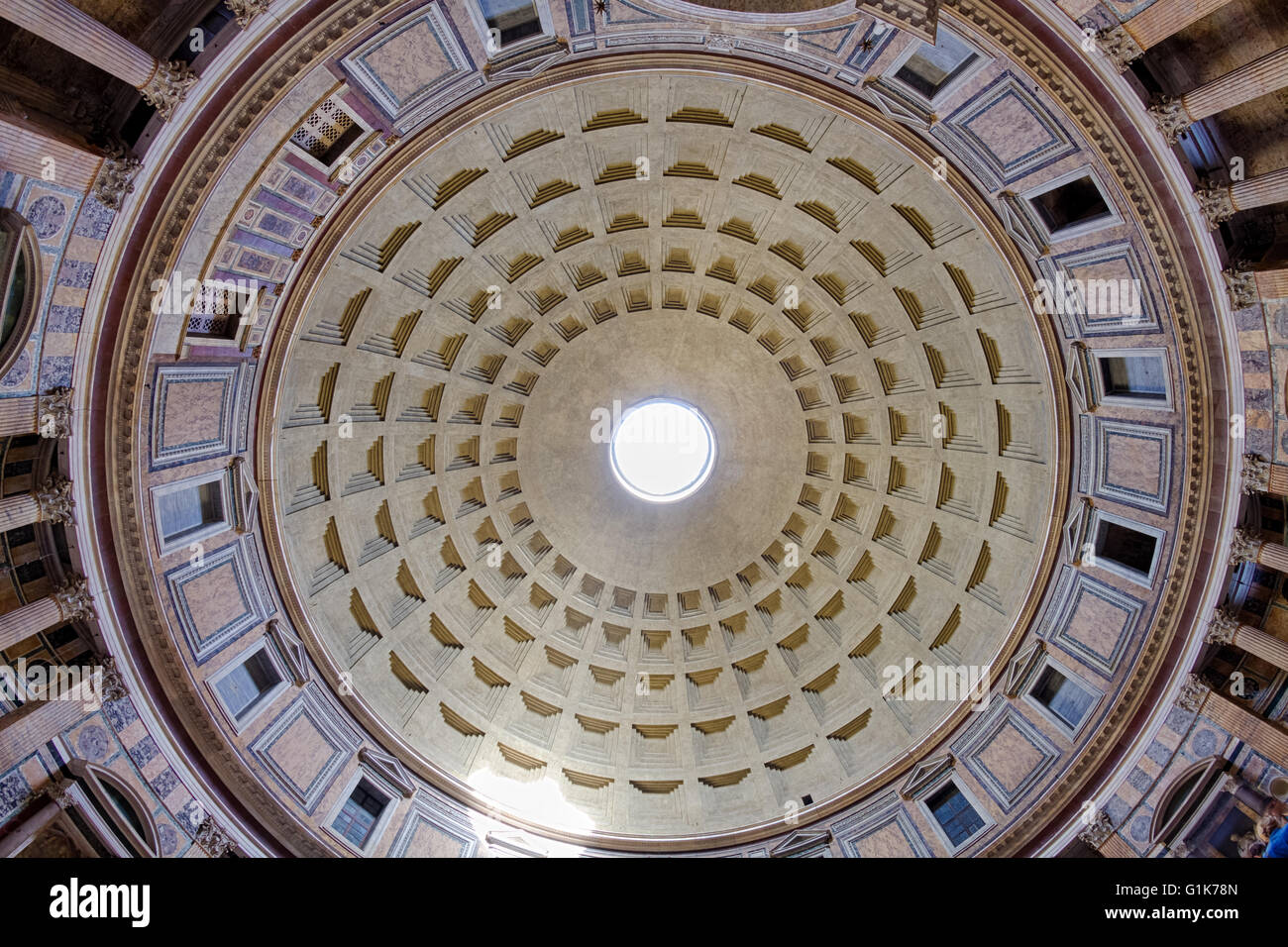 Wide Angle view of the Roman Pantheon, Rome, Italy Stock Photo