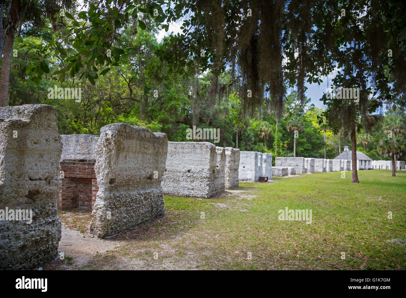 Jacksonville, Florida - The remains of slave quarters at Kingsley Plantation. Stock Photo