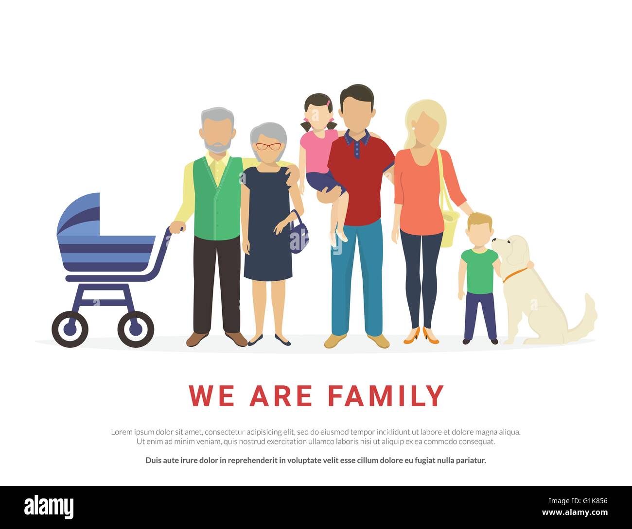 Portrait big family grandfather Stock Vector Images - Alamy