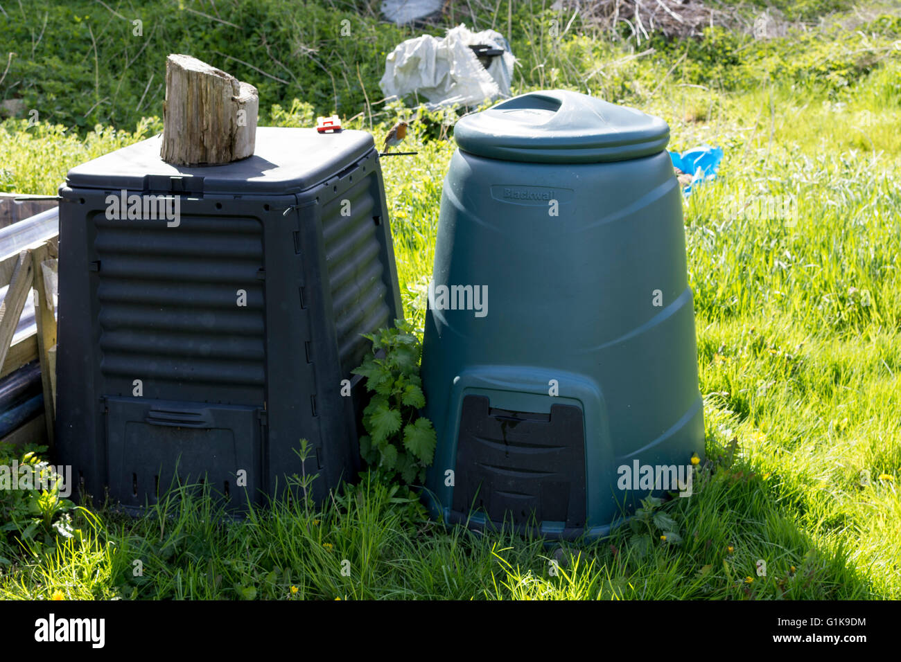 Compost bins on the allotment hires stock photography and images Alamy