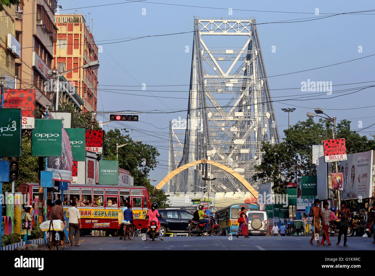 Howrah Bridge over river Hooghly, Kolkata, India. Stock Photo