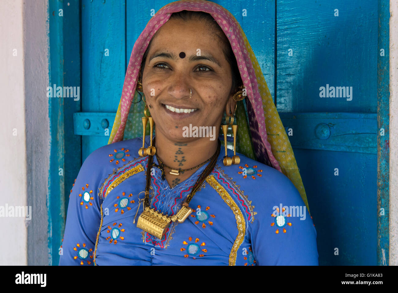 Kutchi Rabari Lady, Kutch Stock Photo
