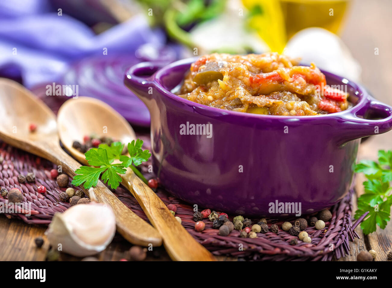 eggplant puree Stock Photo