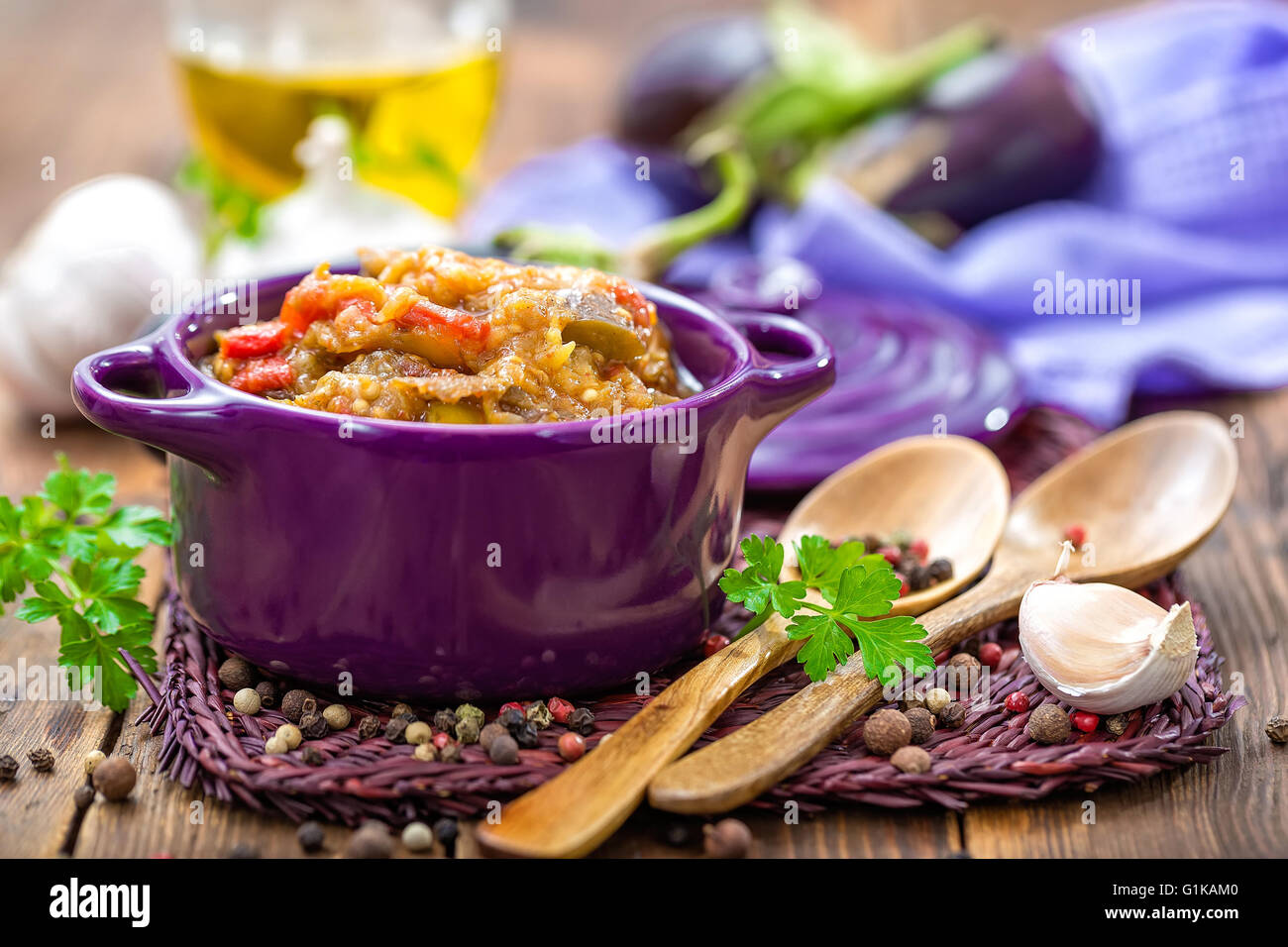 eggplant puree Stock Photo