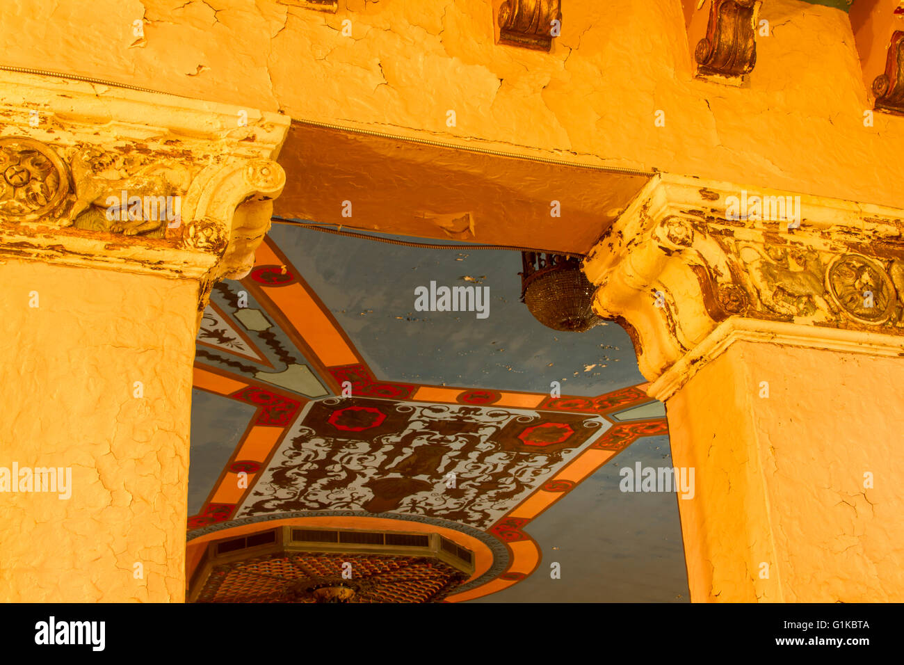 Crown Molding And Painted Ceiling In Ornate 1920 S Era Theater