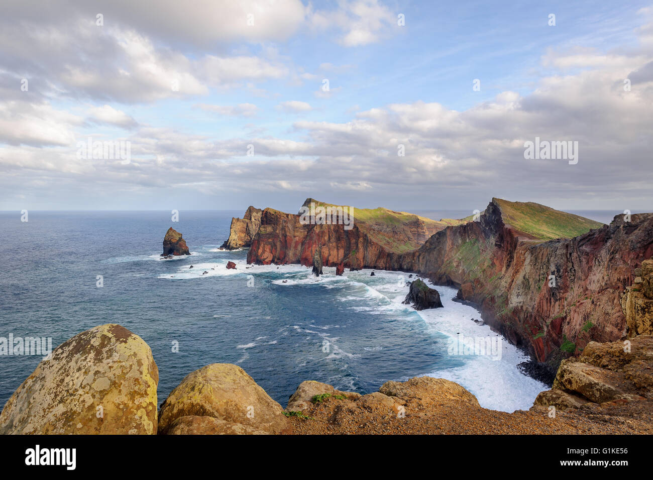 Madeira island rocky coast Stock Photo