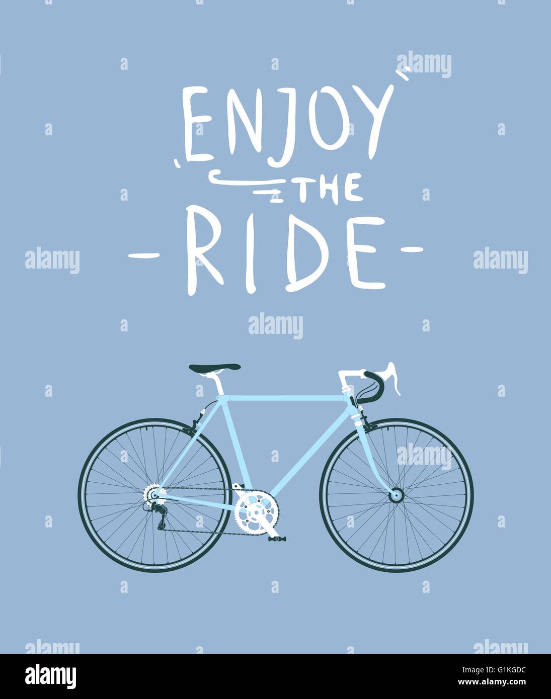 Classic mens town, road bike with enjoy the ride title, detailed vector illustration for card, t-shirt, etc Stock Vector
