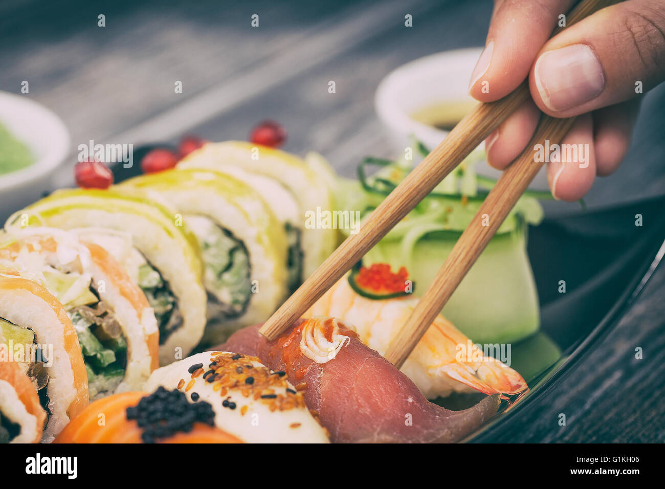 sushi roll raw makki fresh food seafood susi - stock image Stock Photo