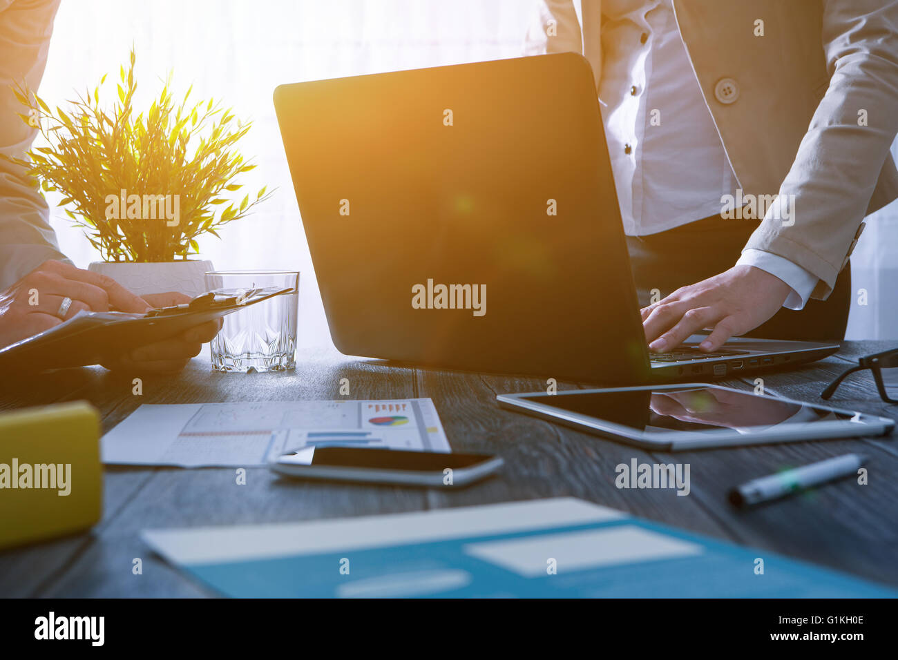 planning business career busy work laptop workplace - stock image Stock Photo