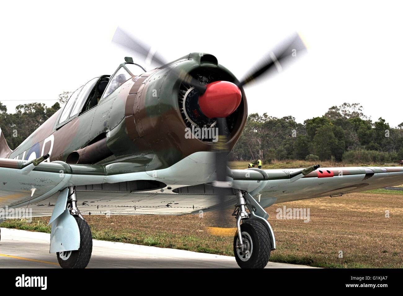 Restored CAC Boomerang, Australian World War II fighter aircraft at Tyabb airshow, Australia. Stock Photo